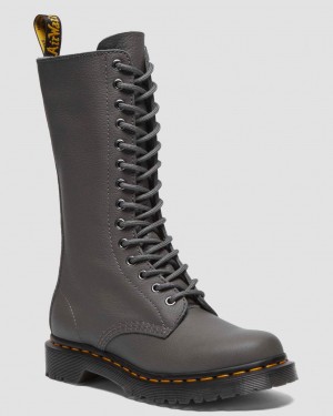 Dámské Boty Dr Martens 1B99 Virginia Leather Mid Calf Šedé | 82857034