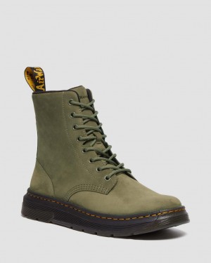Dámské Boty Dr Martens Crewson Nubuck Leather Everyday Olivy Zelené | 51032326