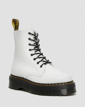 Dámské Boty Dr Martens Jadon Smooth Leather Platforms Bílé | 80256798