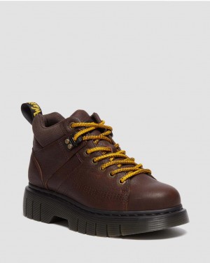 Dámské Boty Dr Martens Woodard Grizzly Leather Low Casual Hnědé | 94118124