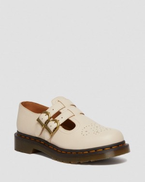 Dámské Boty Mary Jane Dr Martens 8065 Virginia Leather Béžový | 82426415
