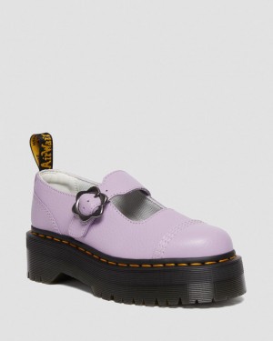 Dámské Boty Na Platformy Dr Martens Addina Flower Buckle Leather Fialové | 23174663