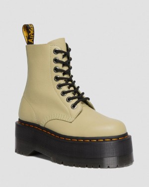 Dámské Boty na Platformy Dr Martens 1460 Max Leather Olivy Zelené | 67249167