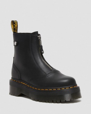 Dámské Boty na Platformy Dr Martens Jetta Zipped Sendal Leather Černé | 17014850