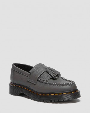 Dámské Loafers Dr Martens Adrian Virginia Leather Tassel Šedé | 74074968