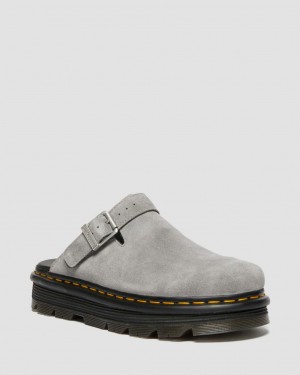 Dámské Mules Dr Martens Zebzag Suede Slingback Platform Šedé | 14592427