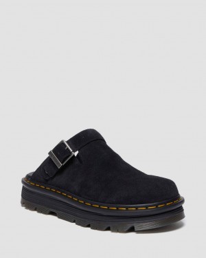 Dámské Mules Dr Martens Zebzag Suede Slingback Platform Černé | 13990826