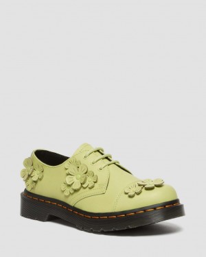 Dámské Oxfordky Dr Martens 1461 Flower Applique Leather Zelene | 35390252