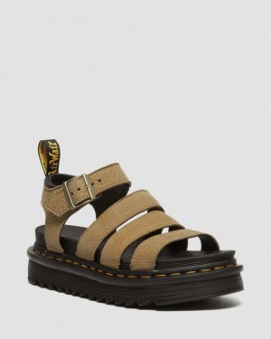 Dámské Sandály Dr Martens Blaire Tumbled Nubuck Leather Hnědé | 66183898