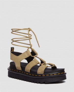Dámské Sandály Dr Martens Nartilla Tumbled Nubuck Leather Gladiator Hnědé | 71223837