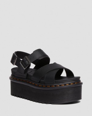 Dámské Sandály na Platformě Dr Martens Voss II Athena Leather Strap Černé | 96076205