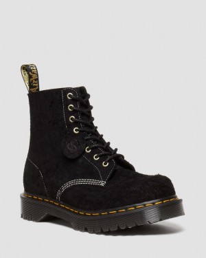 Dámské Šněrovací Boty Dr Martens 1460 Made in England Emboss Suede Černé | 83464069