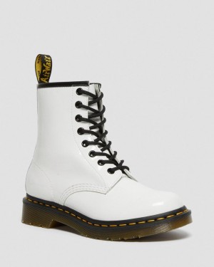 Dámské Šněrovací Boty Dr Martens 1460 Patent Leather Bílé | 27277662