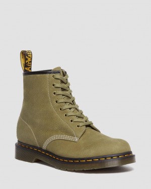 Dámské Šněrovací Boty Dr Martens 1460 Tumbled Nubuck Leather Olivy Zelené | 78745162