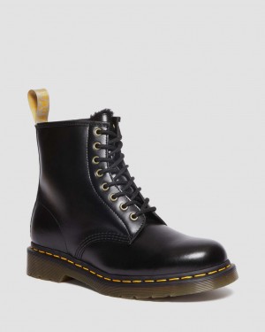 Dámské Šněrovací Boty Dr Martens Vegan 1460 Faux Fur Lined Černé | 20314281