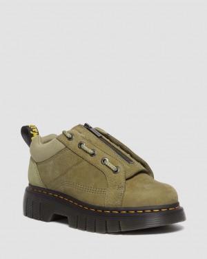 Pánské Boty Dr Martens Woodard Tumbled Nubuck Leather Low Casual Olivy Zelené | 21294006