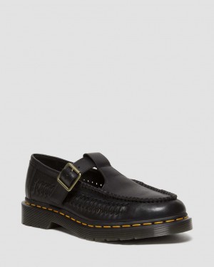 Pánské Boty Mary Jane Dr Martens Adrian T-Bar Leather Černé | 99402952