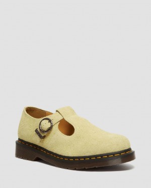Pánské Boty Mary Jane Dr Martens T-Bar Suede Žluté | 40041817