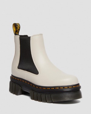 Pánské Chelsea Boty Dr Martens Audrick Nappa Leather Platform Bílé | 50488392