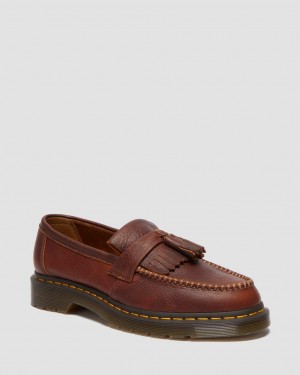 Pánské Loafers Dr Martens Adrian Ambassador Yellow Stitch Leather Vínové | 27030092