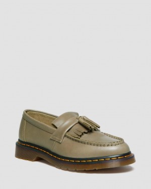 Pánské Loafers Dr Martens Adrian Carrara Leather Tassel Olivy Zelené | 83508119