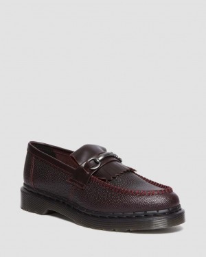 Pánské Loafers Dr Martens Adrian Snaffle Pebble Grain Leather Kiltie Vínové | 37512893