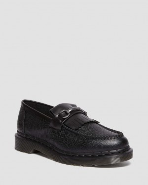 Pánské Loafers Dr Martens Adrian Snaffle Pebble Grain Leather Kiltie Černé | 37761592