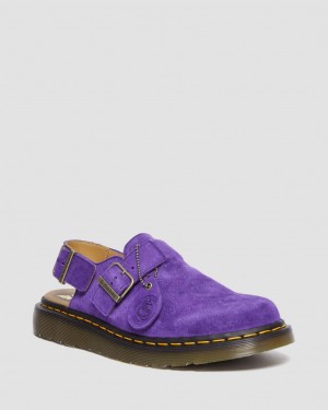 Pánské Mules Dr Martens Jorge Made in England Suede Slingback Fialové | 91230998