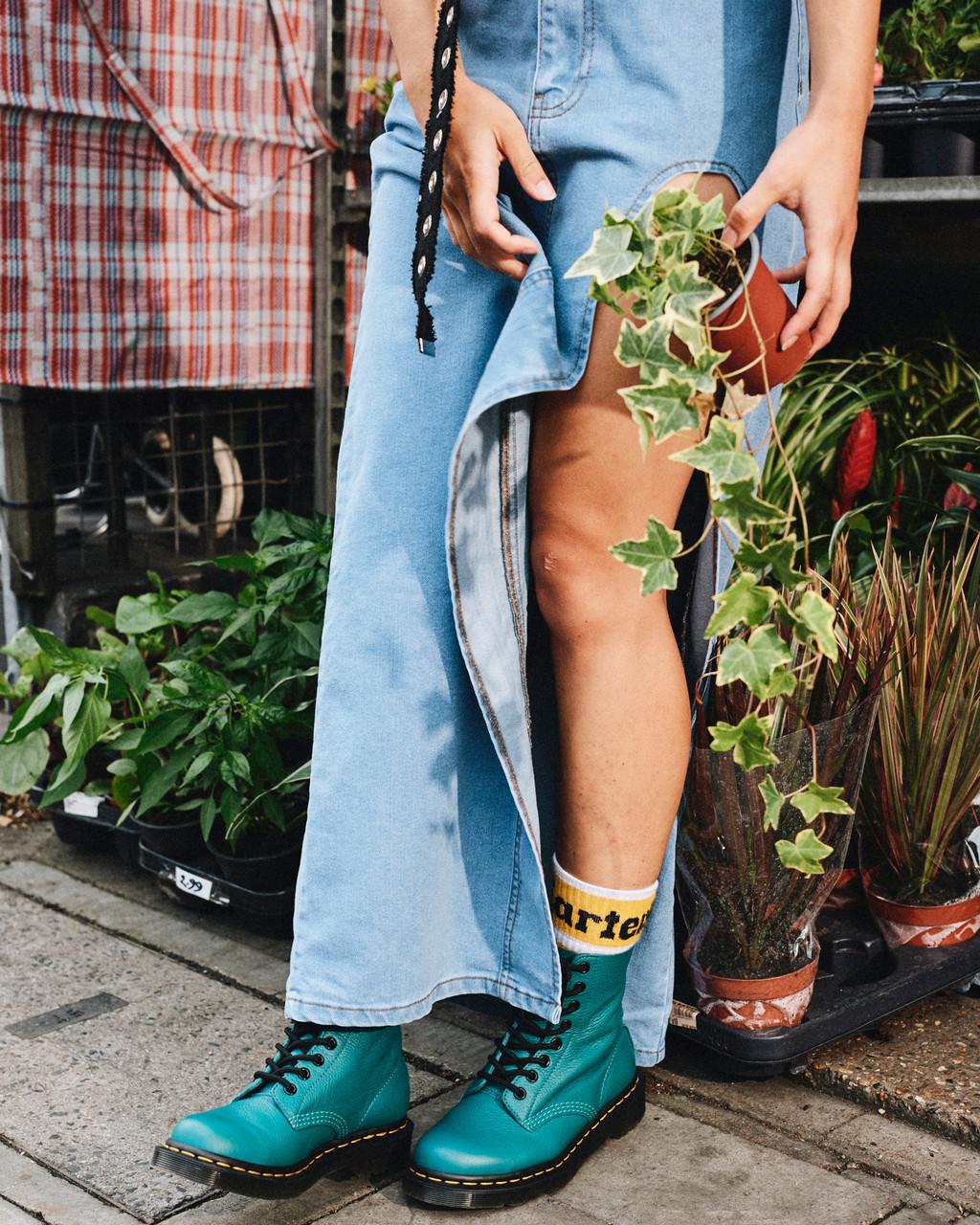 Dámské Boty Dr Martens 1460 Virginia Leather Tyrkysové | 36662446
