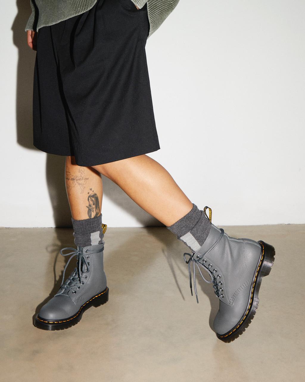 Dámské Boty Dr Martens 1460 Virginia Leather Šedé | 74619303