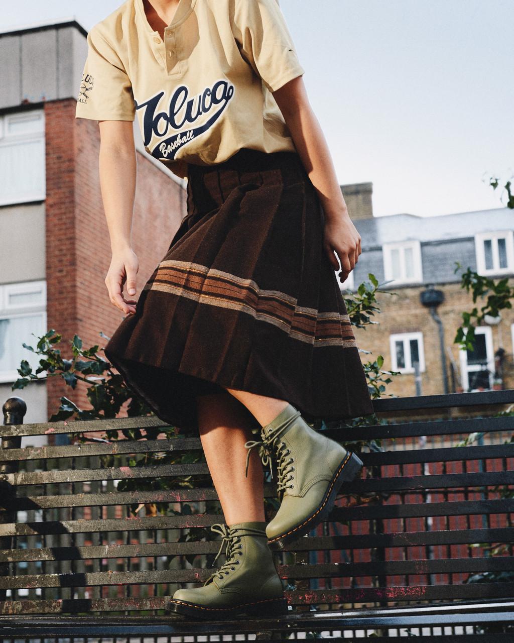 Dámské Boty Dr Martens 1460 Virginia Leather Olivy Zelené | 85665589