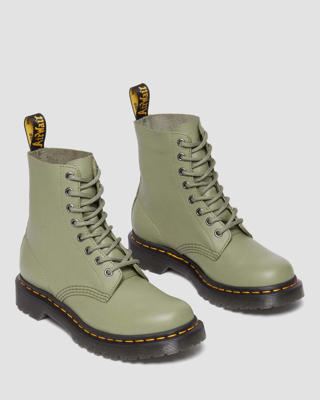 Dámské Boty Dr Martens 1460 Virginia Leather Olivy Zelené | 85665589