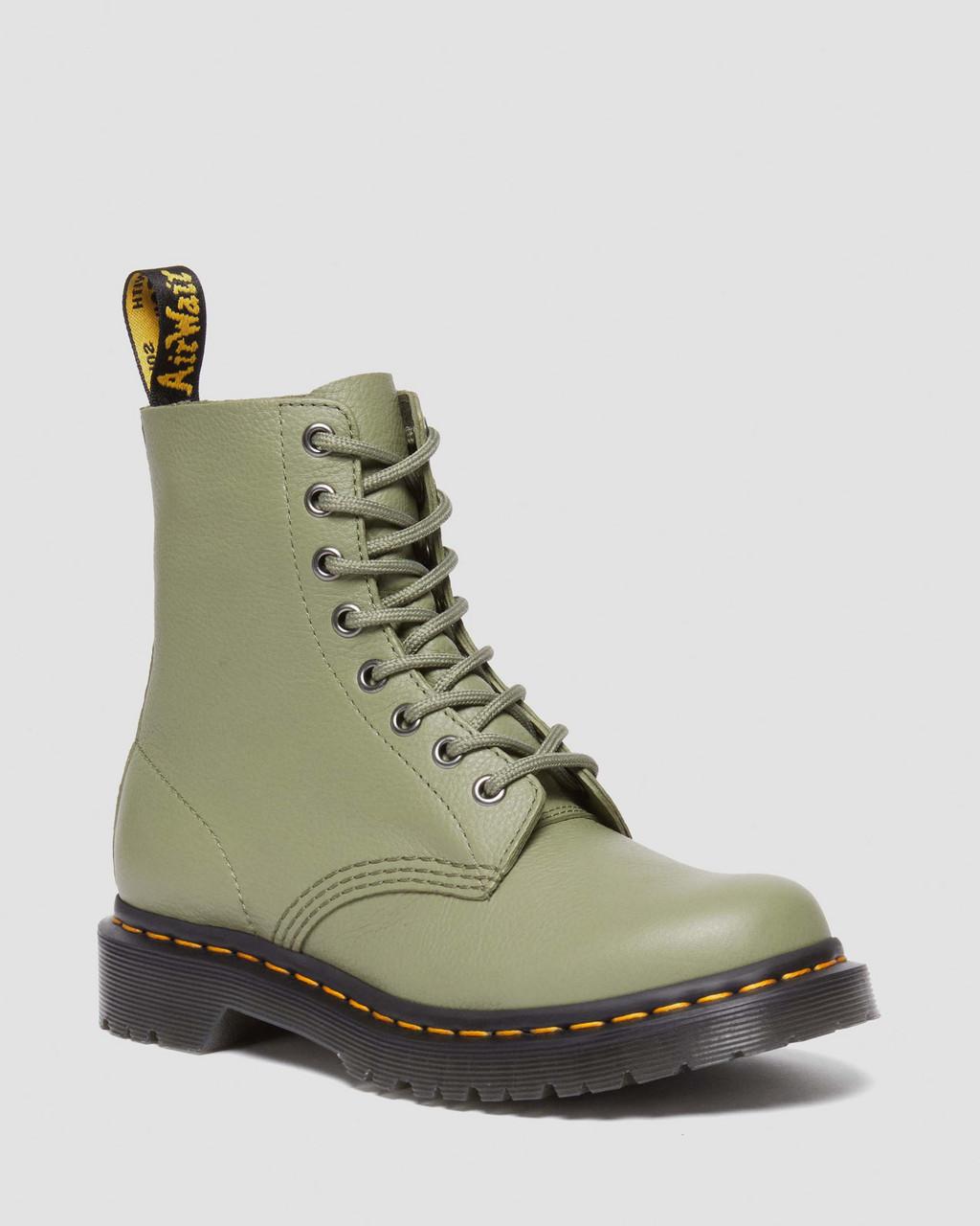 Dámské Boty Dr Martens 1460 Virginia Leather Olivy Zelené | 85665589