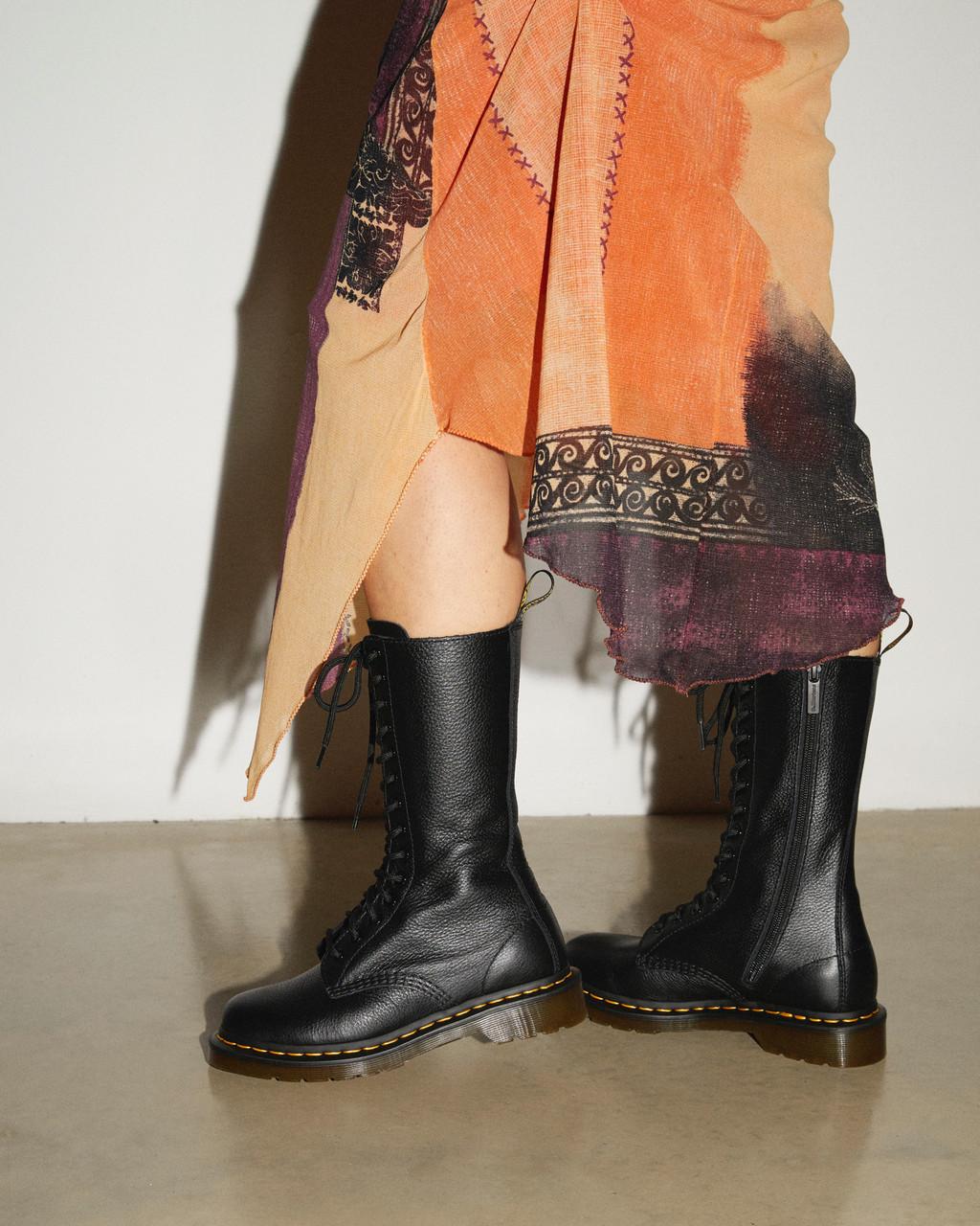 Dámské Boty Dr Martens 1B99 Virginia Leather Mid Calf Černé | 67542157