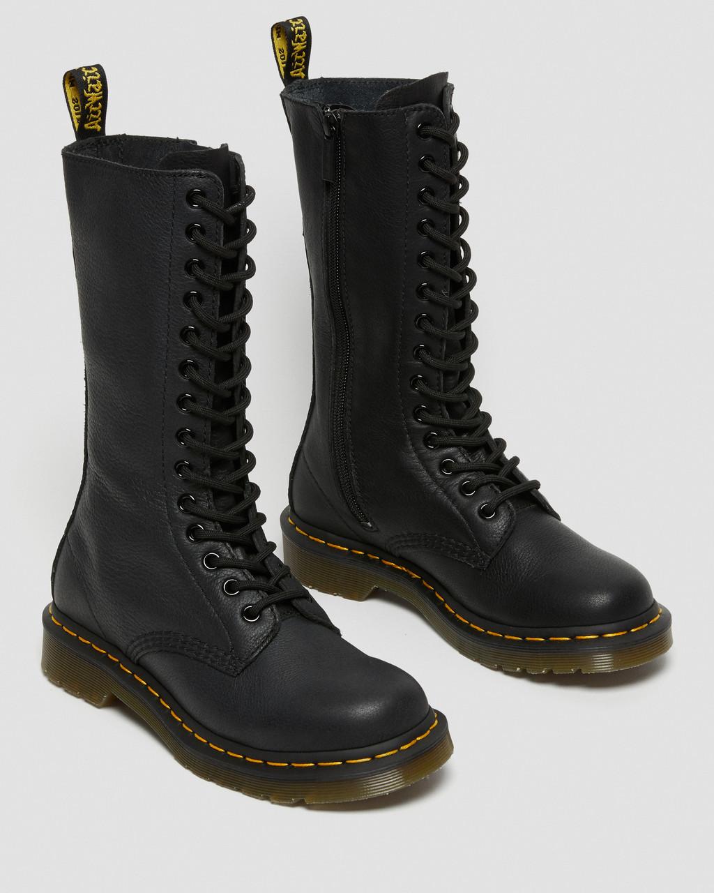 Dámské Boty Dr Martens 1B99 Virginia Leather Mid Calf Černé | 67542157