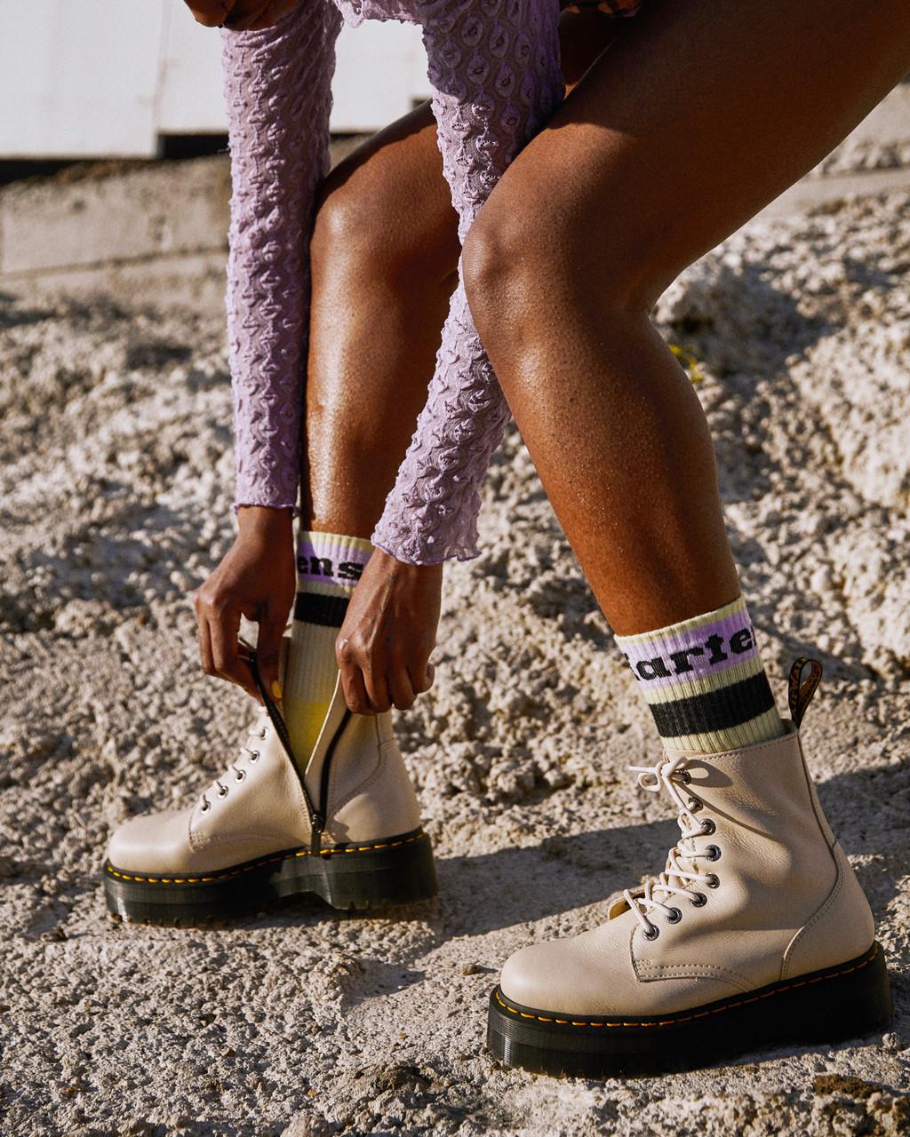 Dámské Boty Dr Martens Jadon III Pisa Leather Platforms Béžový | 76698982
