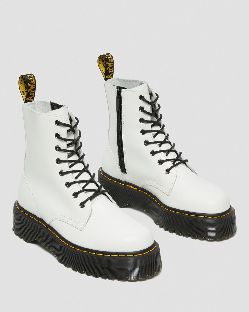 Dámské Boty Dr Martens Jadon Smooth Leather Platforms Bílé | 80256798