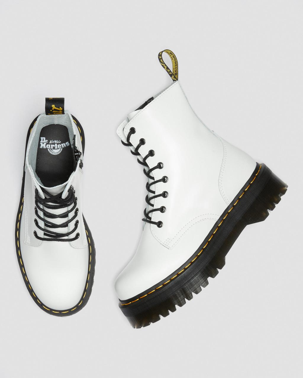 Dámské Boty Dr Martens Jadon Smooth Leather Platforms Bílé | 80256798
