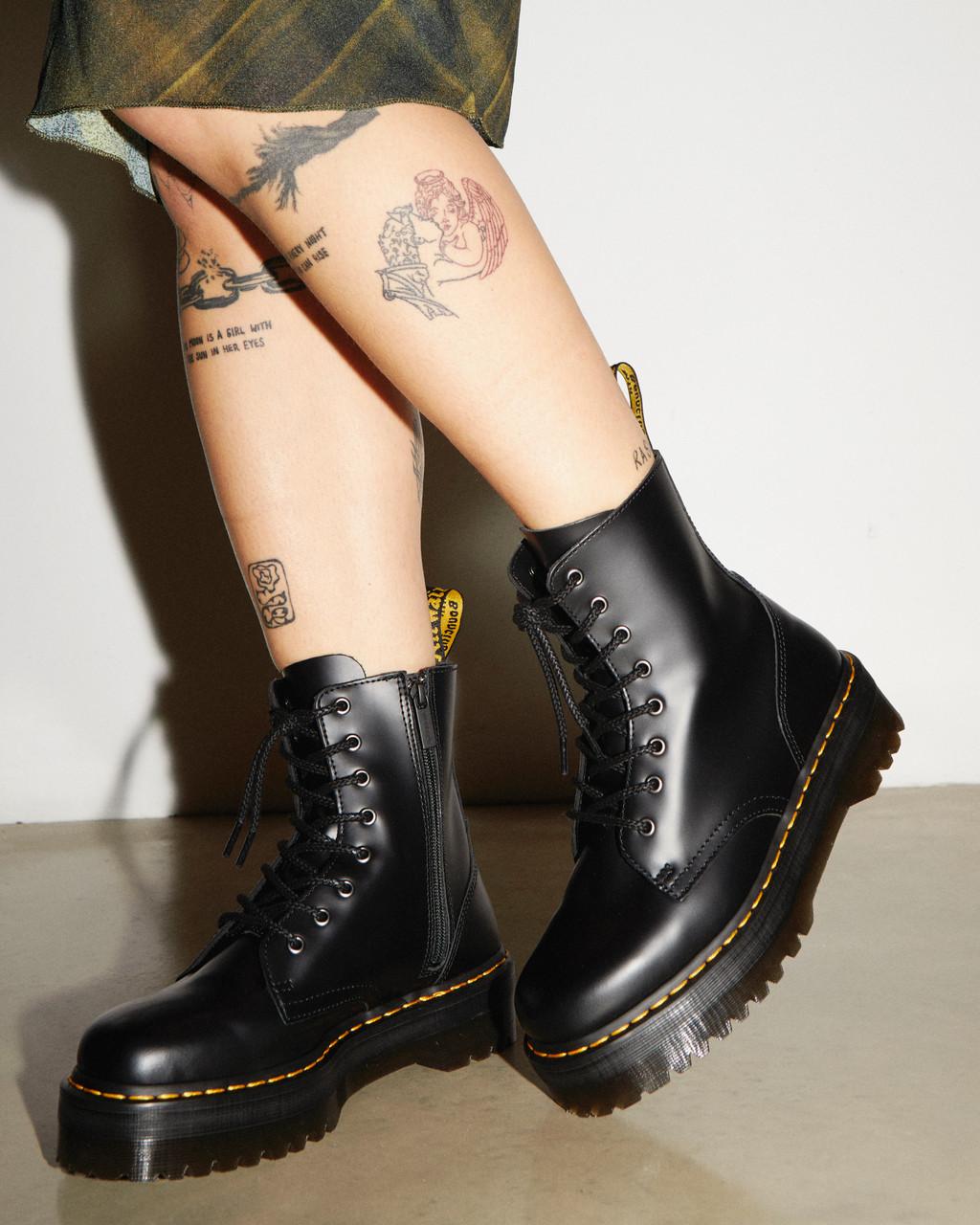 Dámské Boty Dr Martens Jadon Smooth Leather Platforms Černé | 14573945