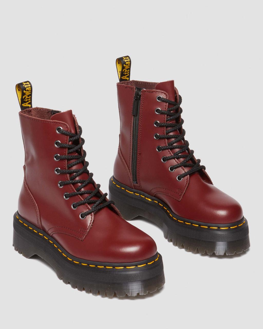 Dámské Boty Dr Martens Jadon Smooth Leather Platforms Červené | 85771673