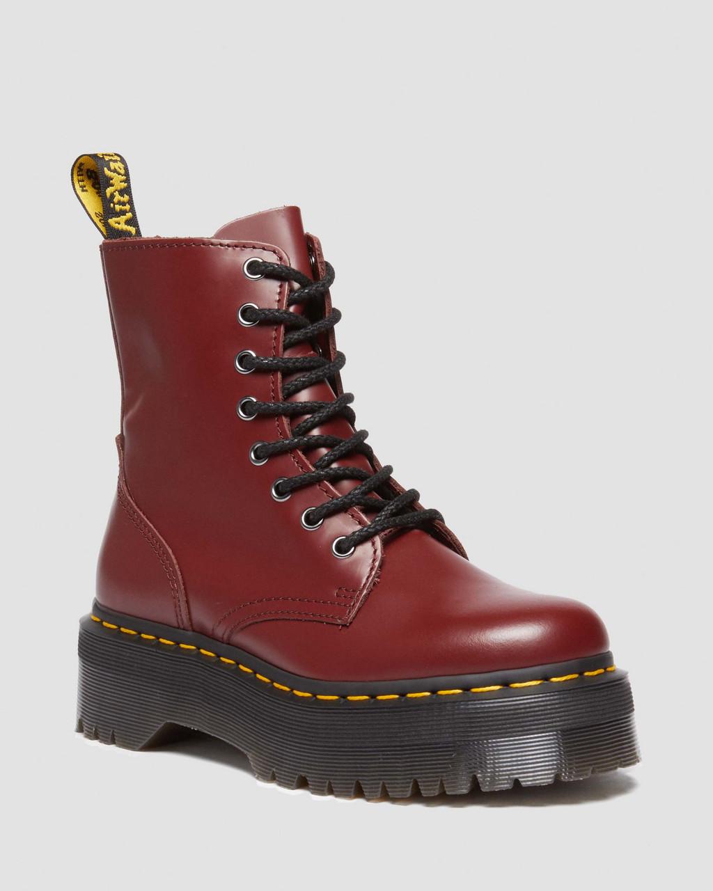 Dámské Boty Dr Martens Jadon Smooth Leather Platforms Červené | 85771673