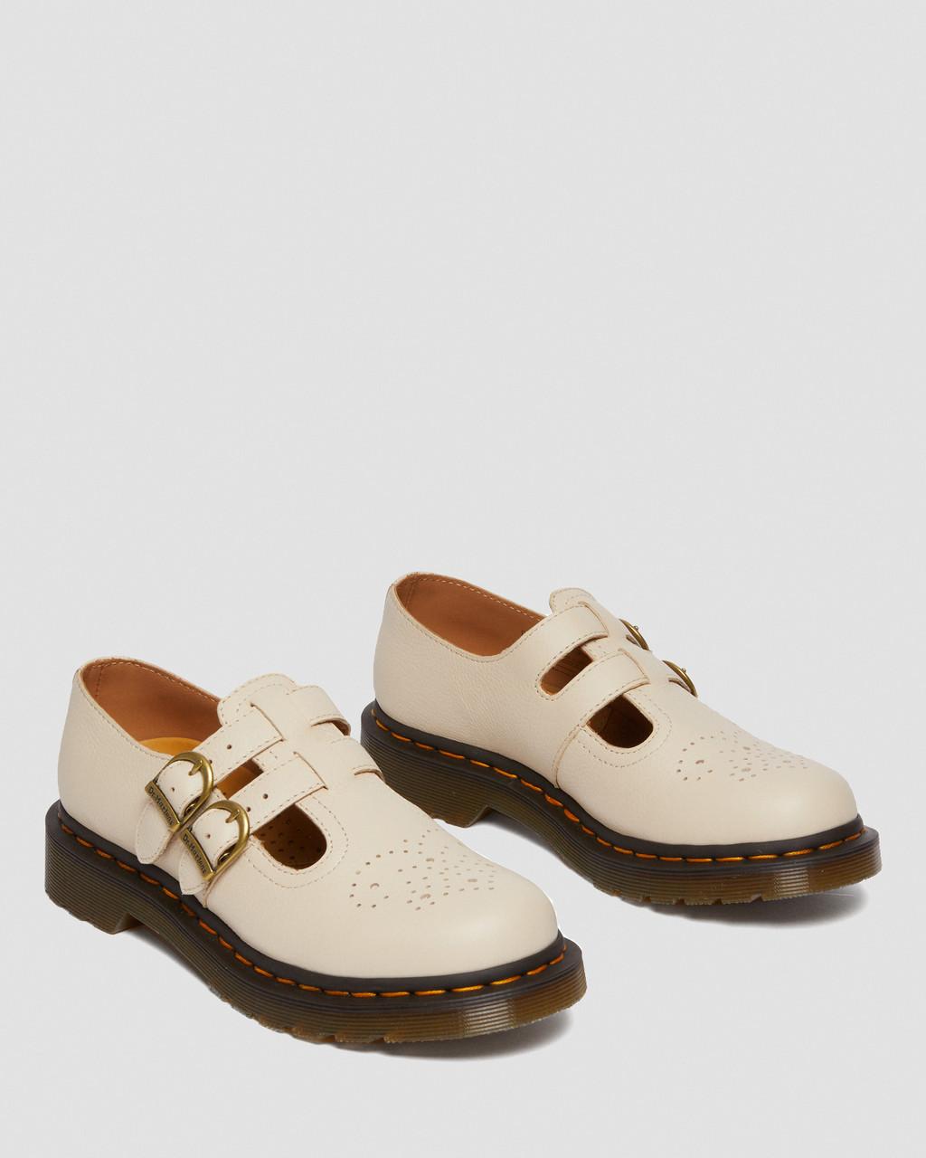 Dámské Boty Mary Jane Dr Martens 8065 Virginia Leather Béžový | 82426415