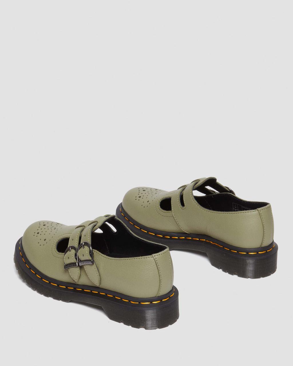 Dámské Boty Mary Jane Dr Martens 8065 Virginia Leather Olivy Zelené | 85900056