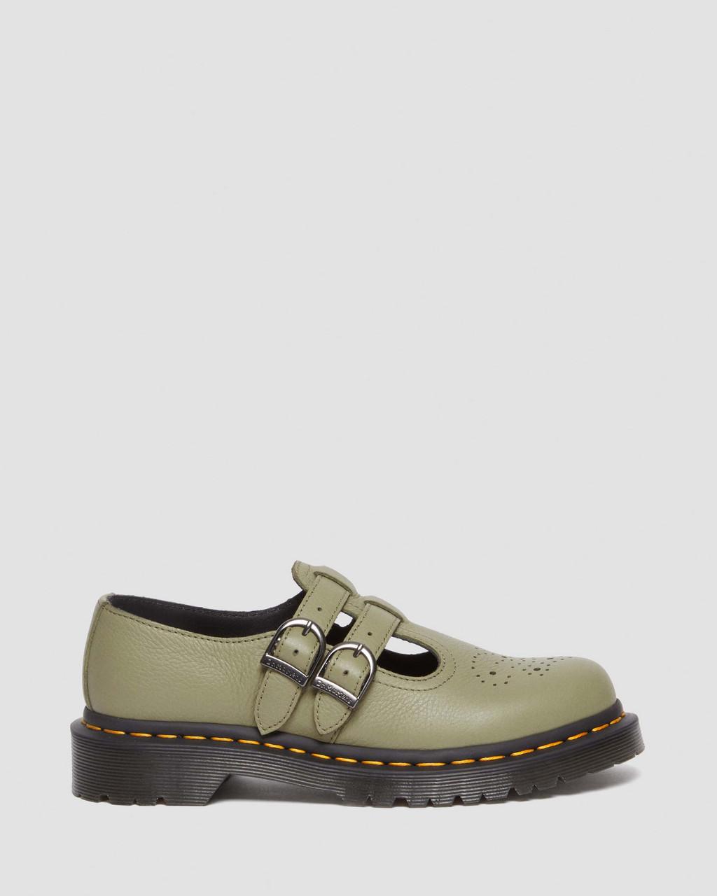 Dámské Boty Mary Jane Dr Martens 8065 Virginia Leather Olivy Zelené | 85900056