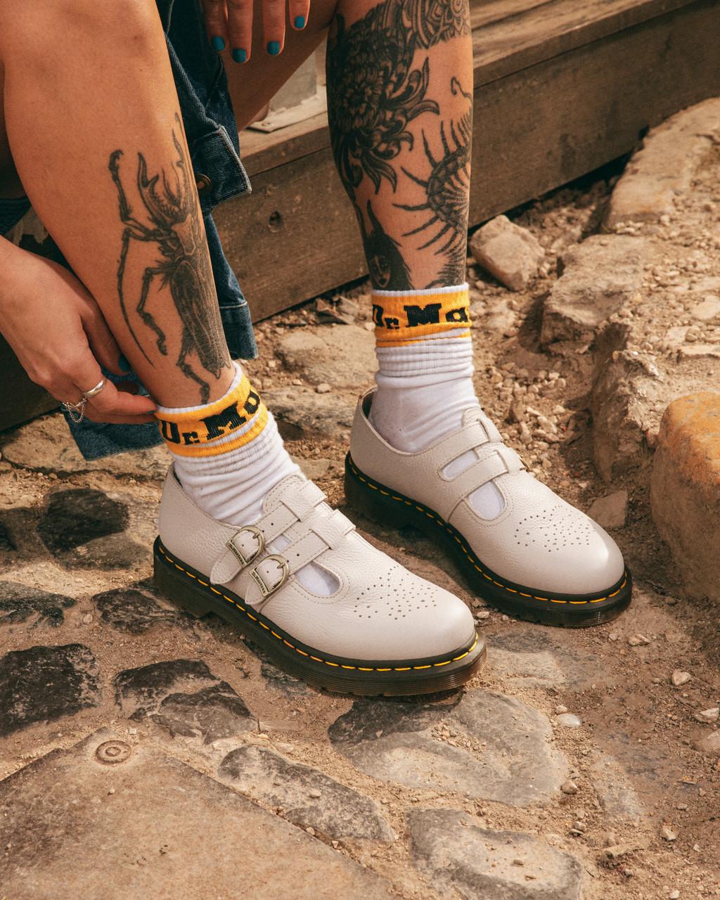 Dámské Boty Mary Jane Dr Martens 8065 Virginia Leather Béžový | 73176499