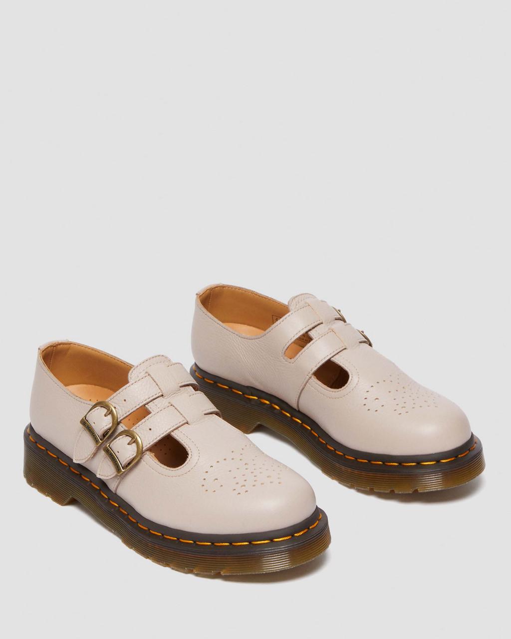 Dámské Boty Mary Jane Dr Martens 8065 Virginia Leather Béžový | 73176499
