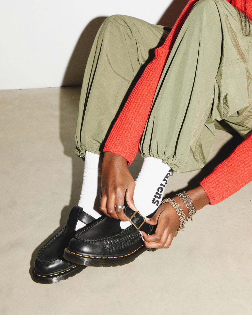 Dámské Boty Mary Jane Dr Martens Adrian T-Bar Leather Černé | 69466785