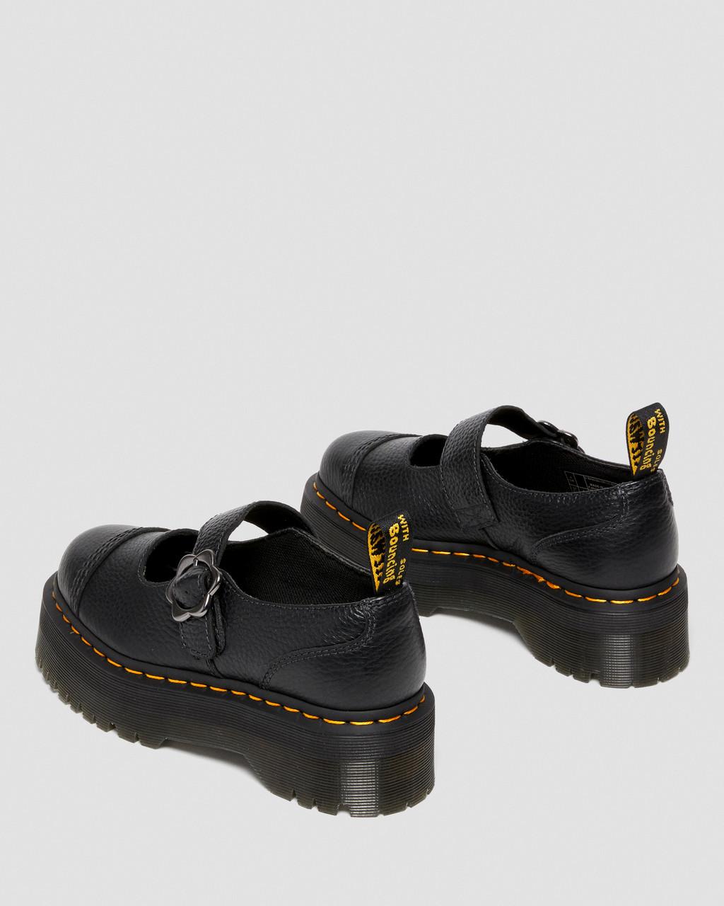 Dámské Boty Na Platformy Dr Martens Addina Flower Buckle Leather Černé | 47664230