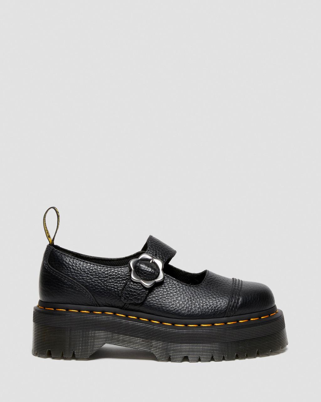 Dámské Boty Na Platformy Dr Martens Addina Flower Buckle Leather Černé | 47664230