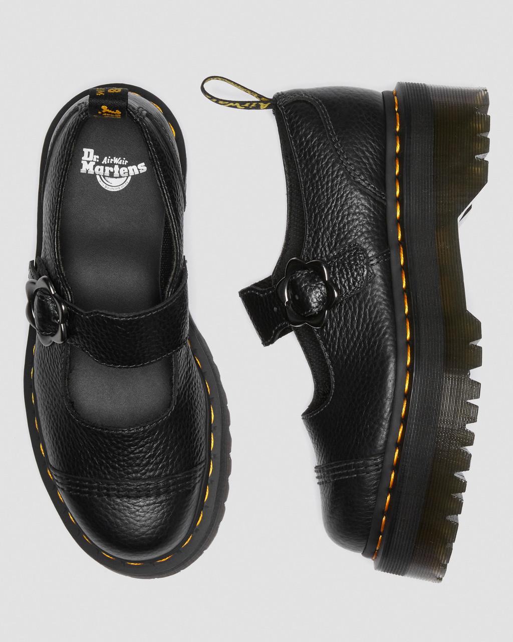 Dámské Boty Na Platformy Dr Martens Addina Flower Buckle Leather Černé | 47664230